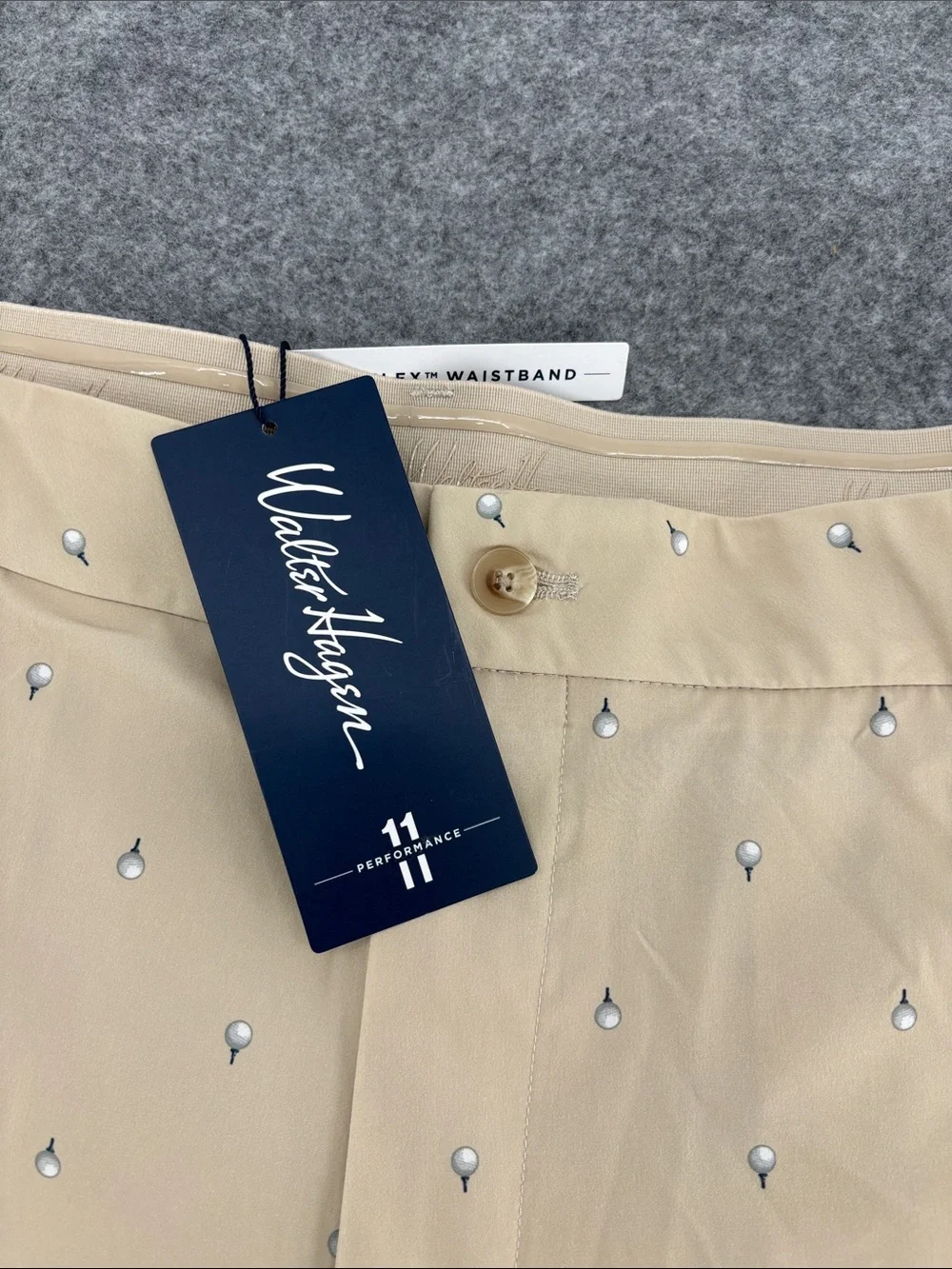 Walter Hagen P11 E waist retro golfball khaki cooling 4way stretch shorts NWT 42